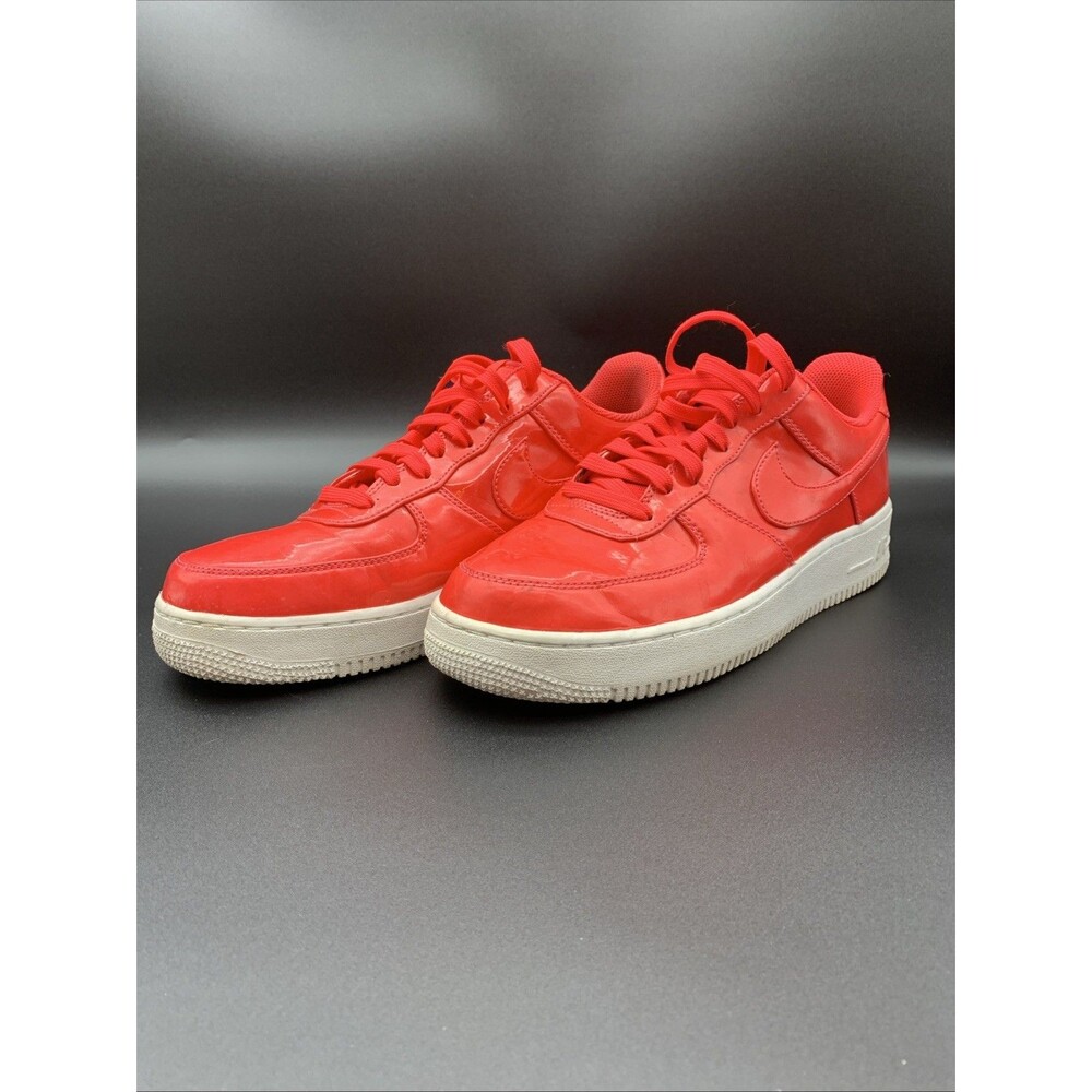 Nike Air Force 1 Pink/Siren Red Patent Leather Low Top Size 9 AJ9505-800